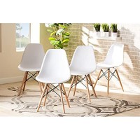 Baxton Studio Jaspen White And Oak Brown Finished Wood Dining Chair (Set Of 4)