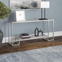Henn&Hart 64 Wide Rectangular Console Table In Satin Nickel, Entryway Table, Accent Table For Living Room, Hallway