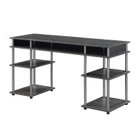 Convenience Concepts Designs2Go No Tools Deluxe Student Desk With Shelves 60 Charcoal Gray