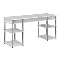 Convenience Concepts Designs2Go No Tools Deluxe Student Desk With Shelves 60 White