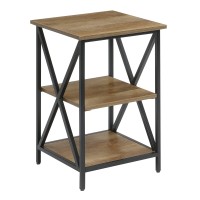 Convenience Concepts Tucson End Table With Shelves Weathered Barnwoodblack