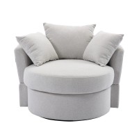 Homvent Swivel Round Barrel Chair Modern Accent Chair Leisure Chair For Living Room,Home,Hotel,Sofa Barrel Chairs 360? Swivel With 3 Pillows (Beige)