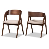 Baxton Studio Danton Beige And Brown Finished Wood Dining Chair (Set Of 2)