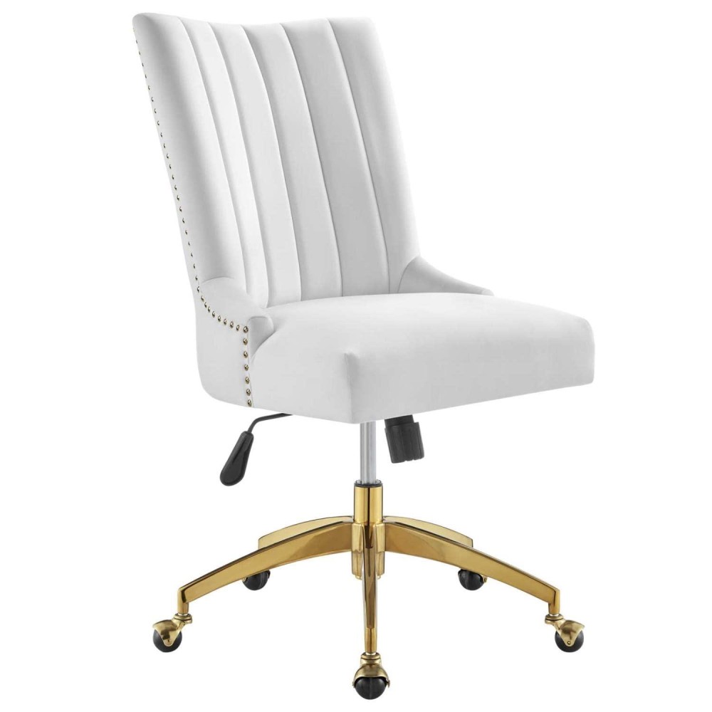 Modway Empower Channel Tufted Performance Velvet Office Chair In Gold White