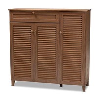 Bowery Hill Wood 11-Shelf And Drawer Shoe Cabinet In Walnut Brown