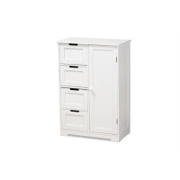 Baxton Studio Bauer White Finished Wood 4-Drawer Bathroom Storage Cabinet