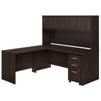 Bush Business Furniture Studio C L Shaped Desk With Hutch Mobile File Cabinet And Return 72W X 30D Black Walnut