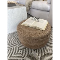S & L Homes Pouf Ottoman - 100% Natural Jute Braided- Footrest Pouf Hand Knitted - Traditional Cord Boho Pouffe - For The Living Room, Bedroom, Nursery, Patio, Lounge (20 X 20 X 10)