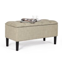 Adeco Storage Ottoman Upholstered End Of Bed Bench