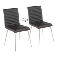 Lumisource Mason Swivel Set Of 2 Chair With Steel And Walnut Ch-Msnswv Wlbk2