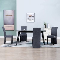 Dining Chair Pu Leather Living Room Chairs Modern Kitchen Armless Side Chair With Solid Wood Legs Set Of 4, For Kitchen, Dining, Bedroom, Living Room Side Chairs, Gray Faux Suede Leather