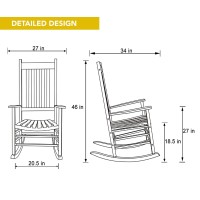 Shine Company 4332Le Vermont Front Porch Rocking Chair | Ergonomic Outdoor Porch Rocker | Contoured Seat & High Back Support For Comfort - Lemon