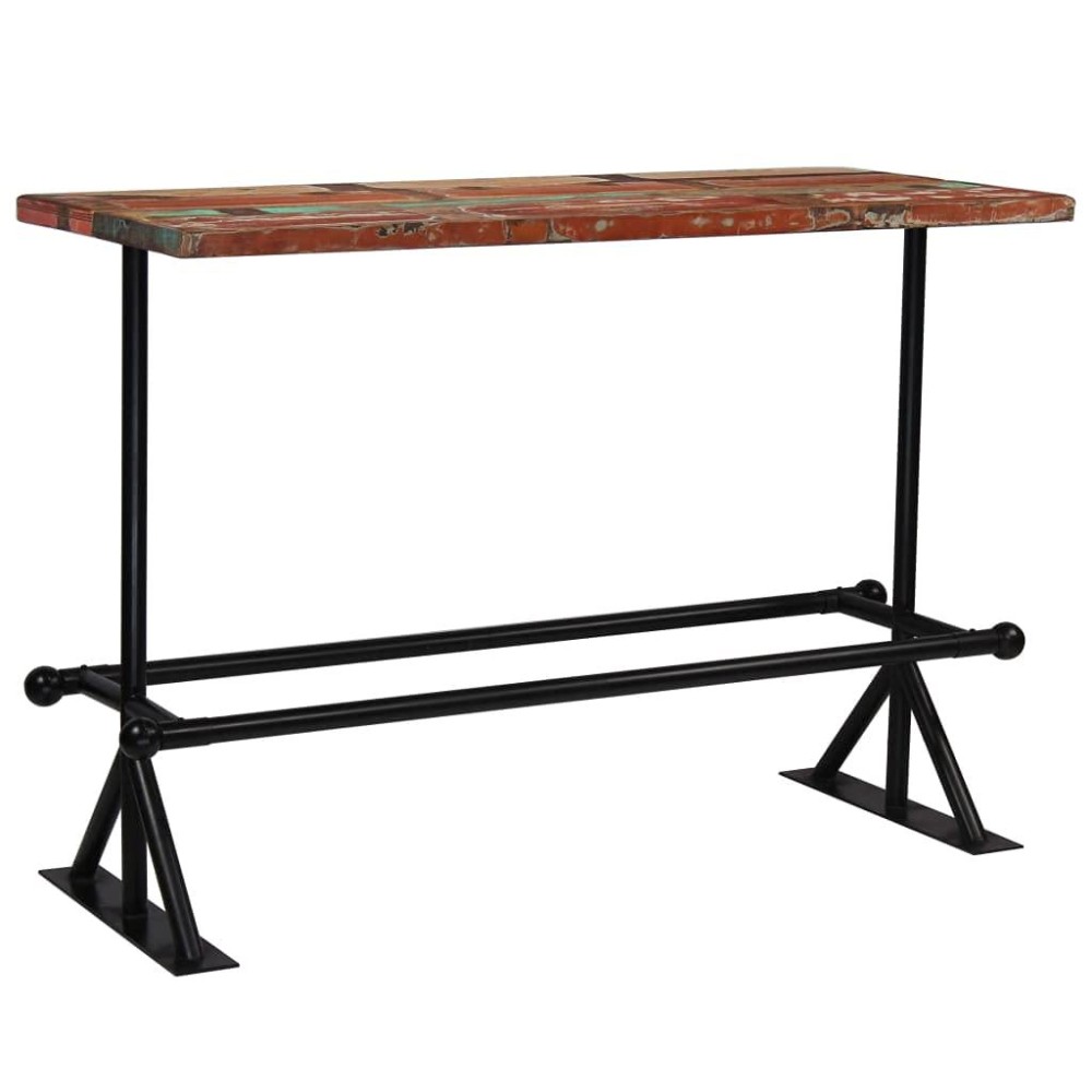 Industrial Bar Table Solid Reclaimed Wood Multicolor, Rectangular Bistro Table, Coffee Table, Side Table, Display Table,For Dining Room Kitchen Living Room Party Room, 591X276X421