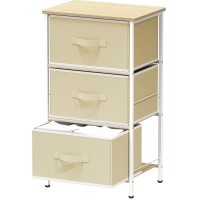 Simple Houseware Nightstands Dresser For Bedroom 3-Tier Organizer Drawer Storage Tower, Beige