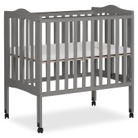 Dream On Me 2-In-1 Lightweight Folding Portable Stationary Side Crib In Steel Grey, Greenguard Gold Certified, Baby Crib To Playpen, Folds Flat For Storage, Locking Wheels