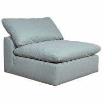 Sunset Trading Contemporary Puff Collection Slipcovered Modular Sofa Sectionalstain-Proof Water-Resistant Washable Performance Fabricdeep-Seat Down-Fill Couch Armless Chair, 44 Square, Ocean Blue