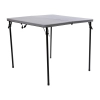 Flash Furniture Dunham 2.83-Foot Square Bi-Fold Gray Plastic Folding Table With Carrying Handle, Grey