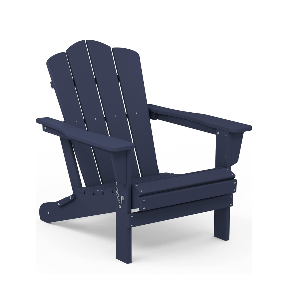 Kingyes Folding Adirondack Chair, Relaxing Stackablearm Restergonomic Hdpe All-Weather Adirondack Chair, Navy
