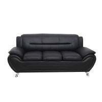 Us Pride Furniture Michael Collection Modern Style Faux Leather Couch-Versatile 3 Seater Accent Piece For Living Room, Bedroom Or Office-Comfortable Design And Elegant Look, 79 Sofa, Black