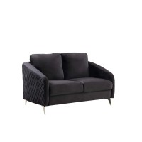 Lilola Home Sofia Black Velvet Modern Chic Loveseat Couch