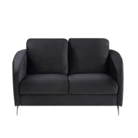 Lilola Home Sofia Black Velvet Modern Chic Loveseat Couch