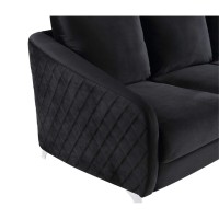 Lilola Home Sofia Black Velvet Modern Chic Loveseat Couch