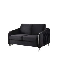 Lilola Home Hathaway Black Velvet Modern Chic Loveseat Couch