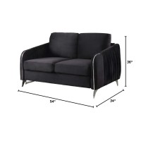 Lilola Home Hathaway Black Velvet Modern Chic Loveseat Couch