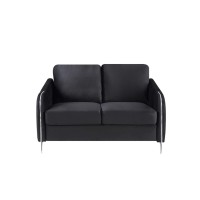 Lilola Home Hathaway Black Velvet Modern Chic Loveseat Couch