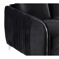 Lilola Home Hathaway Black Velvet Modern Chic Loveseat Couch