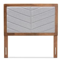 Baxton Studio Iden Modern And Contemporary Light Grey Fabric Upholstered And Walnut Brown Finished Wood Twin Size Headboard