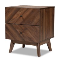 Baxton Studio Hartman Walnut Brown Finished Wood 2-Drawer Nightstand