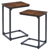 Amhancible C Shaped End Table Set Of 2, Side Tables For Sofa, Couch Table For Small Space, Tv Trays For Living Room Bedroom, Metal Frame Het02Cbr