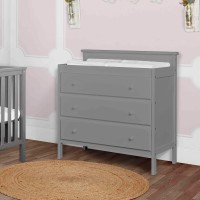 Dream On Me Mason Modern Changing Table With Free Changing Pad In Steel Grey, Three Spacious Drawers, Made Of New Zealand Pinewood, Includes 1 Mattress Pad And Anti-Tipping Kit