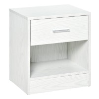 Homcom Modern Accent End Table With Drawer And Storage Shelf, Sofa Side Table For Living Room Or Bedroom, White Wood Grain