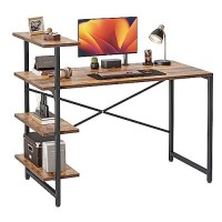 Cubicubi Small Computer Desk With Shelves 47 Inch, Home Office Desk, Study Writing Office Table, 3 Tier Shelf, Rustic Brown
