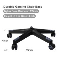 Frassie 28 Inch Nylon Gaming Chair Base Replacement With 5 Casters, Heavy Duty Office Chair Base Part