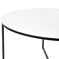 Hampstead Collection Coffee Table - Modern White Finish Accent Table With Crisscross Matte Black Frame