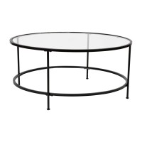 Flash Furniture Living Room Coffee Table Clearmatte Black