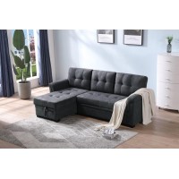 Lilola Home Fabric Reversible Sectional Sleeper Sofa With Storage Chaise, Dark. Gray