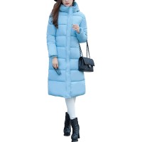 Womens Mid-Length Slim Quilted Puffer Coat Winter Thicken Windproof Hooded Parkas