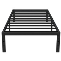 Upcanso 16 Inch Twin Bed Frames No Box Spring Need, Metal Platform Bed Frame Twin Size Heavy Duty Mattress Foundation With 14 Inch Storage, Eassy Assembly 2,500 Lbs Steel Slats Support, Black