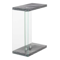 Convenience Concepts Soho C End Table Gray Faux Marbleglass
