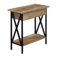 Convenience Concepts Tucson Flip Top End Table With Charging Station And Shelf Weathered Barnwoodblack
