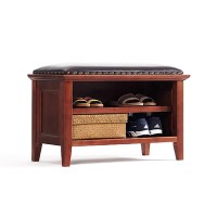 Free Standing Shoe Racks Change Shoe Bench Wearing A Shoe Bench Shoe Rack Storage Stool Leather Stool Pure Solid Wood (Color : A, Size : 804045Cm)