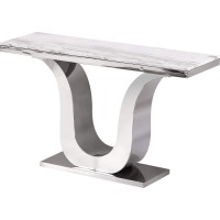 Furniture Ct29-A Console Table, White, Silver