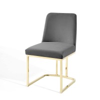 America Luxury - Chairs Side Dining Chair, Velvet, Metal, Gold Grey Gray, Modern Contemporary, Bistro Restaurant Hospitality