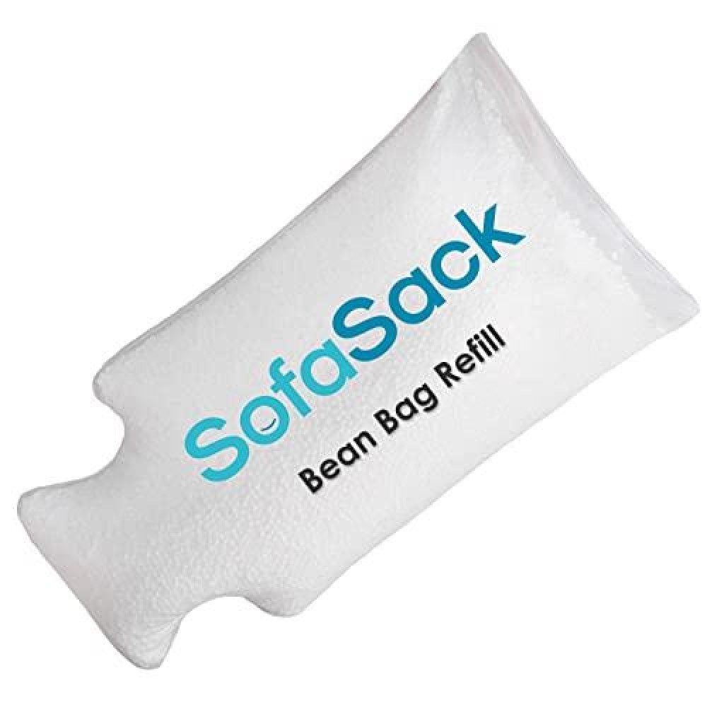 Sofa Sack Foam Filling Bean Bag Refill For Bean Bags, Loungers, And Pool Floats, 100L, White With Ez-Pour Zipper Spout