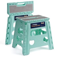 Flottian 13 Folding Step Stool For Adults And Kids Holds Up To 300 Lbs ,Non-Slip Folding Stools With Handle, Compact Plastic Foldable Step Stool For Bathroom,Bedroom, Kitchen,Teal,2Pc