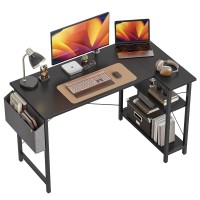 Cubicubi 47 Inch Small L Shaped Computer Desk With Storage Shelves Home Office Corner Desk Study Writing Table, Black